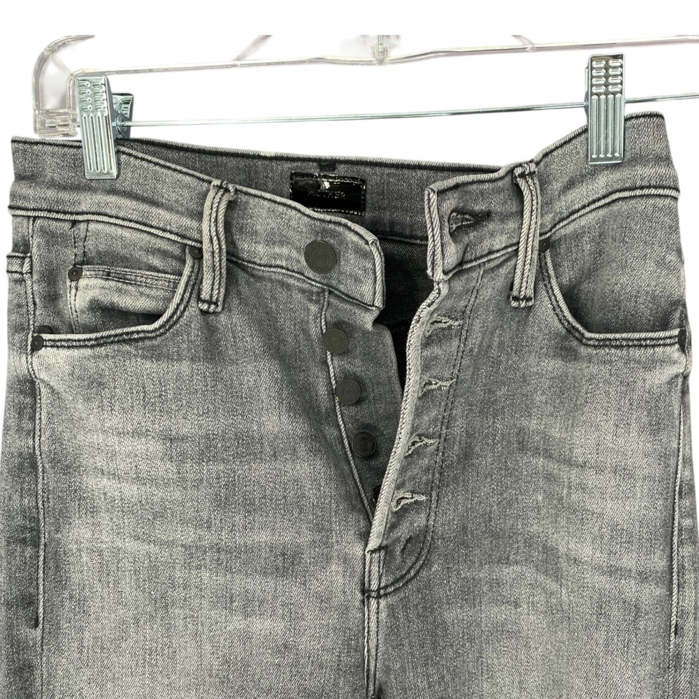 Mother The Pixie Dazzler Ankle Fray Digging Up‎ Dirt Grey High Rise Jeans 25 - Picture 10 of 14